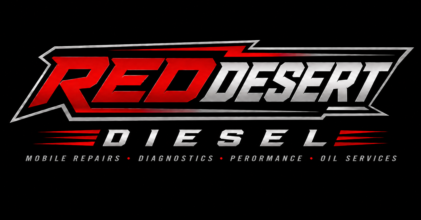 Red Desert Diesel logo for mobile repairs, diagnostics, performance, and oil services